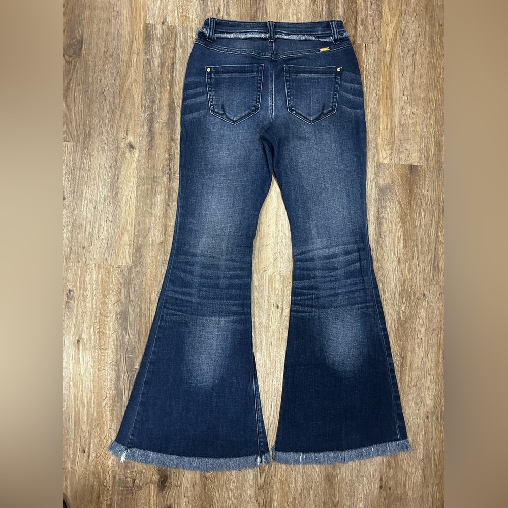 Inc Denim Open Flare Jeans with Fringe Hem 4 - Picture 4 of 8